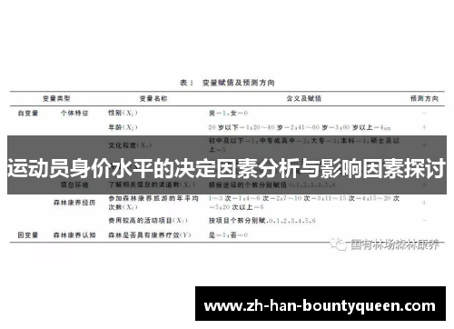 运动员身价水平的决定因素分析与影响因素探讨